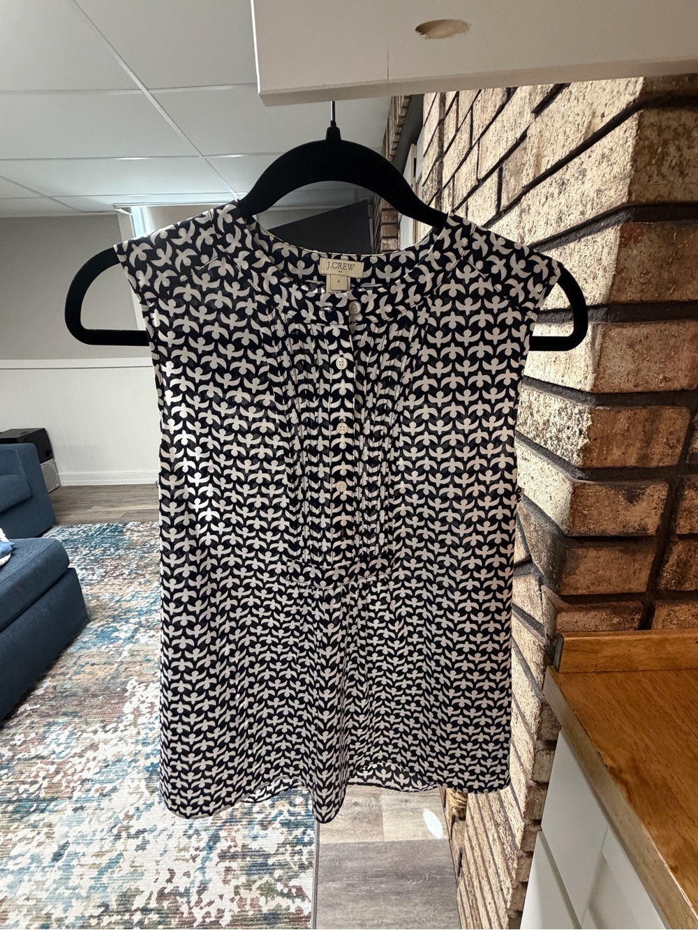 J. Crew Navy and White Sleeveless Printed Camisole